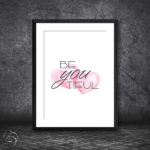 Be You Tiful Watercolour Pink Lovehearts Print