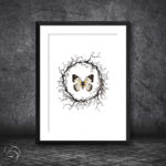 Butterfly Centered In Branch Wreath Print