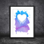 Dripping Love Heart On Abstract Watercolour Print