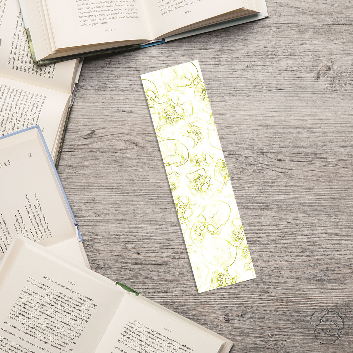 Human Skull Yellow Outline Bookmark