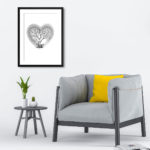 Love Heart Tree With Grey Brush Stroke Love Heart Print - Image 4