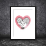 Love Heart Tree With Red Brush Stroke Love Heart Print