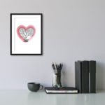 Love Heart Tree With Red Brush Stroke Love Heart Print - Image 2