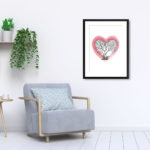 Love Heart Tree With Red Brush Stroke Love Heart Print - Image 5
