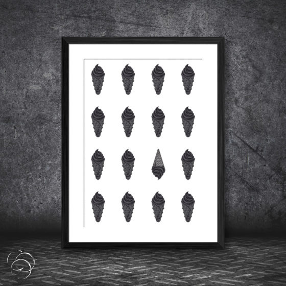 Black Ice Cream Print