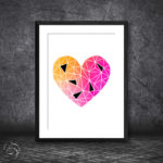 Vibrant Polygonal Deconstructed Heart Print