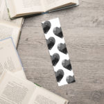 Watercolour Black Love Hearts Edged Bookmark